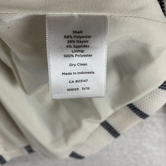 Talbots Blazer Jacket Women's 8 White Blue Striped‎ Waffle Single Breasted 8166 - Picture 3 of 7